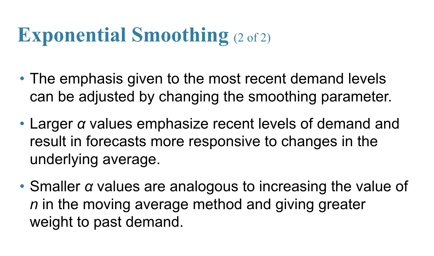 Exponential Smoothing slide 2 of 2